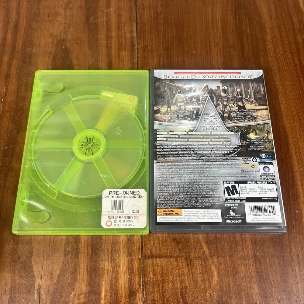 Xbox 360 2 Game Lot Assassin's Creed Brotherhood Need For Speed Most Wanted